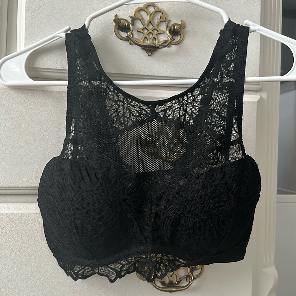 Victorias Secret PINK black high-neck push-up bralette